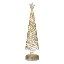 LARGE LIGHT UP GLASS TREE WITH GOLD SWIRLS
